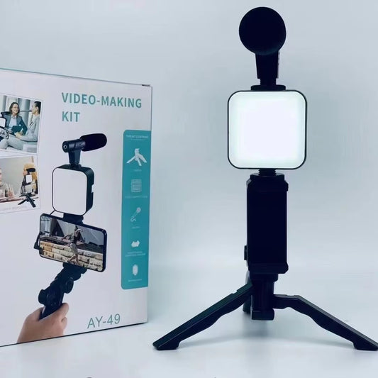 Video Creator Kit – Trípode con Luz LED y Micrófono para Celular